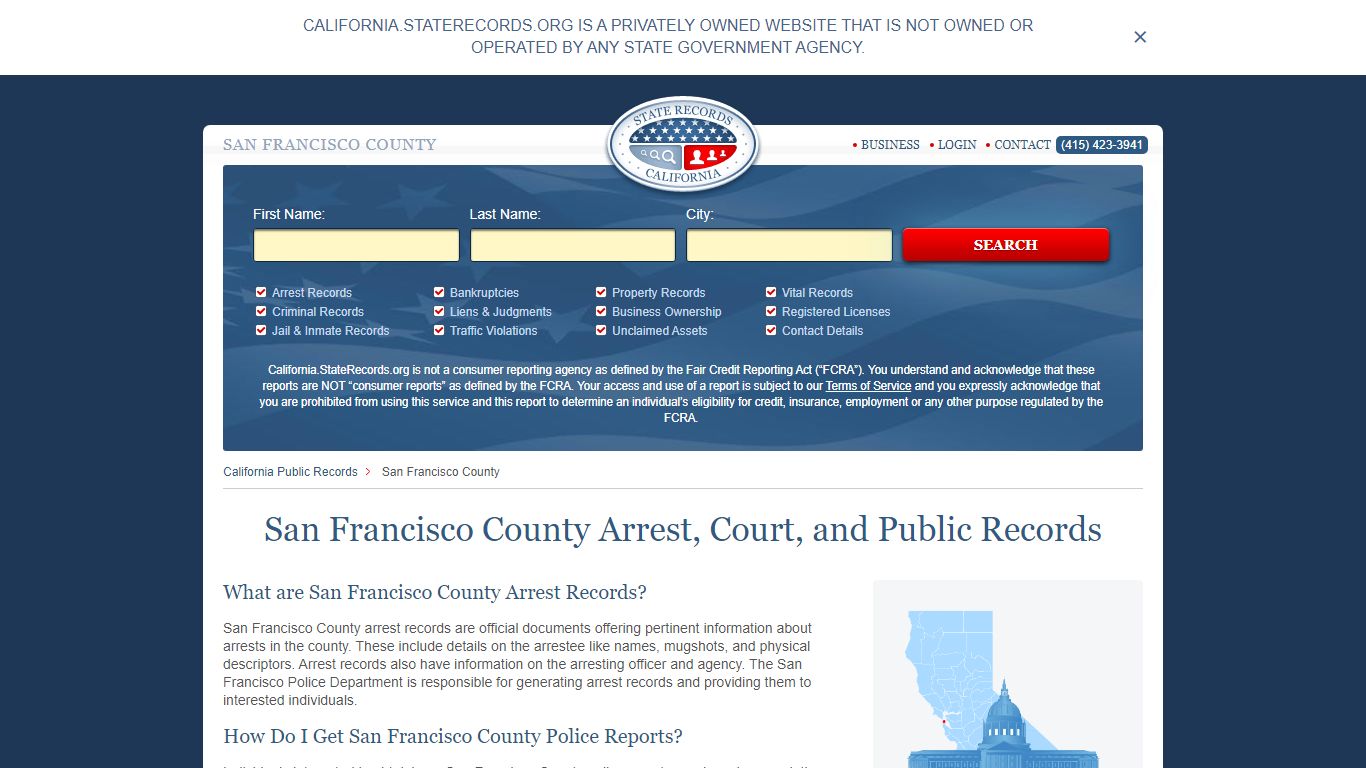 San Francisco County Arrest, Court, and Public Records